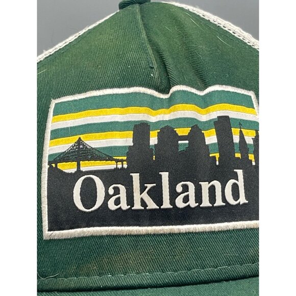 New era genuine merchandise ball cap Oakland picture mesh green white READ - Picture 2 of 14